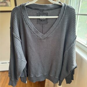 American Eagle Outfitters Charcoal Waffle Knit Sweater
